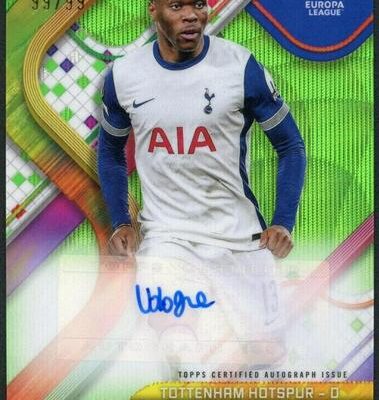 Destiny Udogie [Neon Green Wave Refractor] #BA-DU | 2024 Topps Finest UEFA Autograph